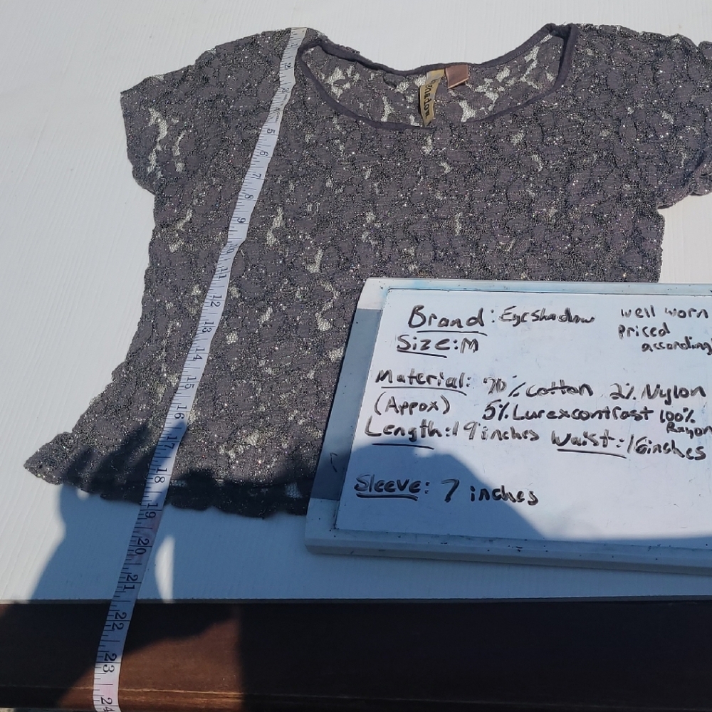DONATING 8/13Eyeshadow Charcoal Lace Crop Top Last Call Free With Sale